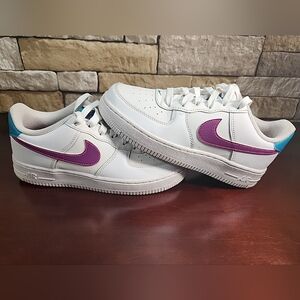 Nike Air Force 1 Viotech White-Hyper Pink-Aquamarine Purple Swoosh Youth Size 5Y
